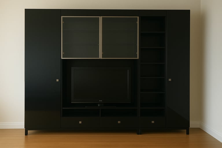 Large black gloss wall unit