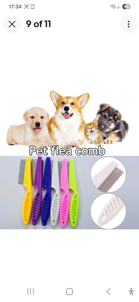 Cat Dog Pet Flea Comb and 2 Sided Undercoat Fur Rake Set - 2 Pack