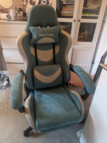 Brand new gaming chair - blue suede Elecwish | in Edgeley, Manchester |  Gumtree
