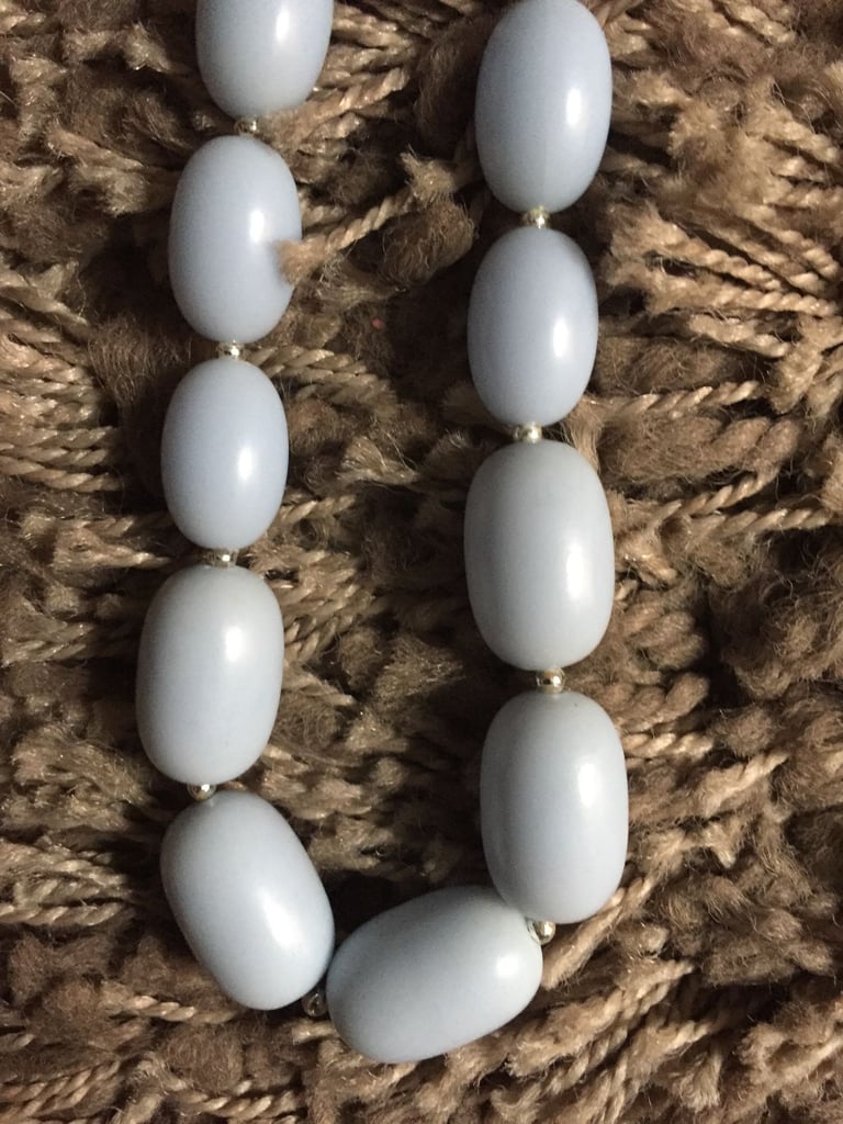 Pale Blue & Gold-plated Necklace.  23" approx 
