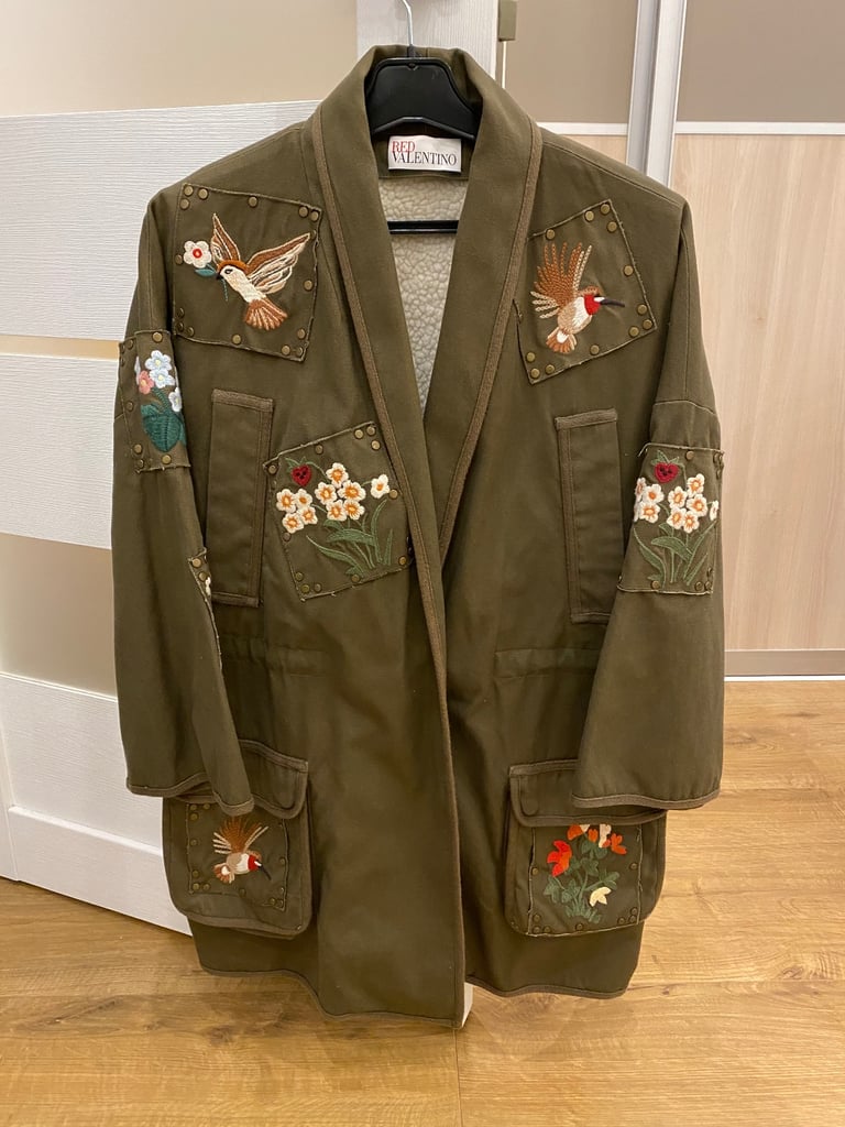 image for ORIGINAL RED VALENTINO BIRDS AND FLOWER EMBROIDERED PATCH COAT! 