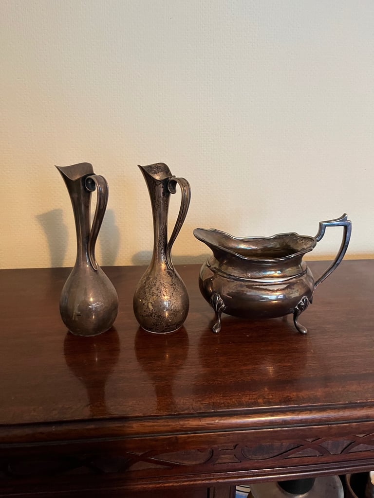image for Silver plated vases and float 
