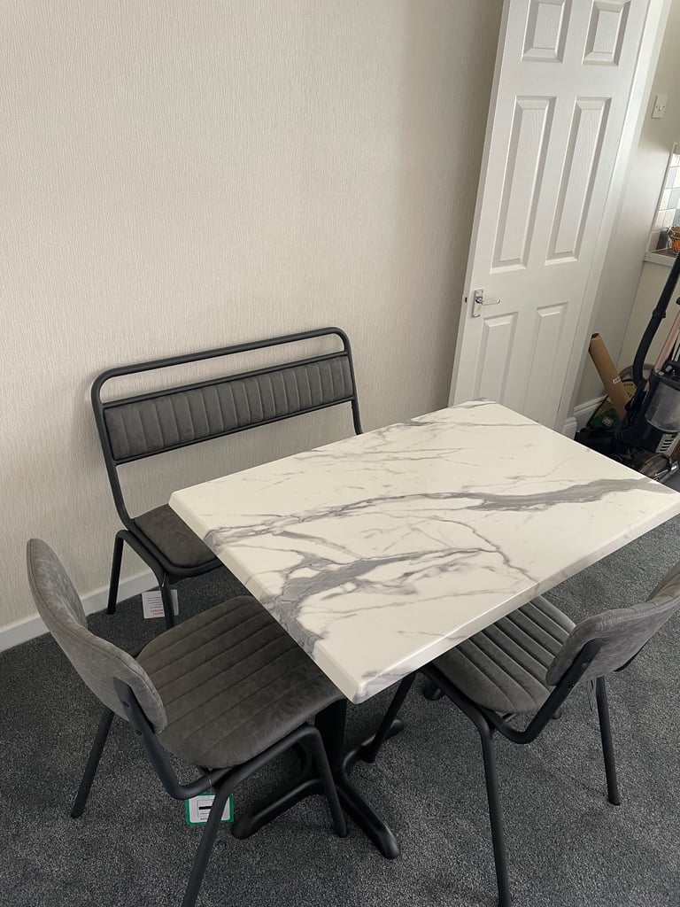 image for New Table 2 Chairs. 1 Bench with Backrest  