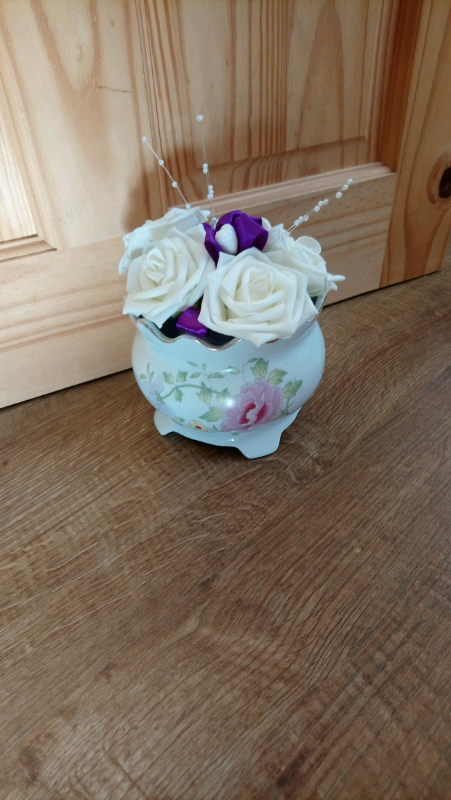 Vintage Pottery Vase with artifical flowers 