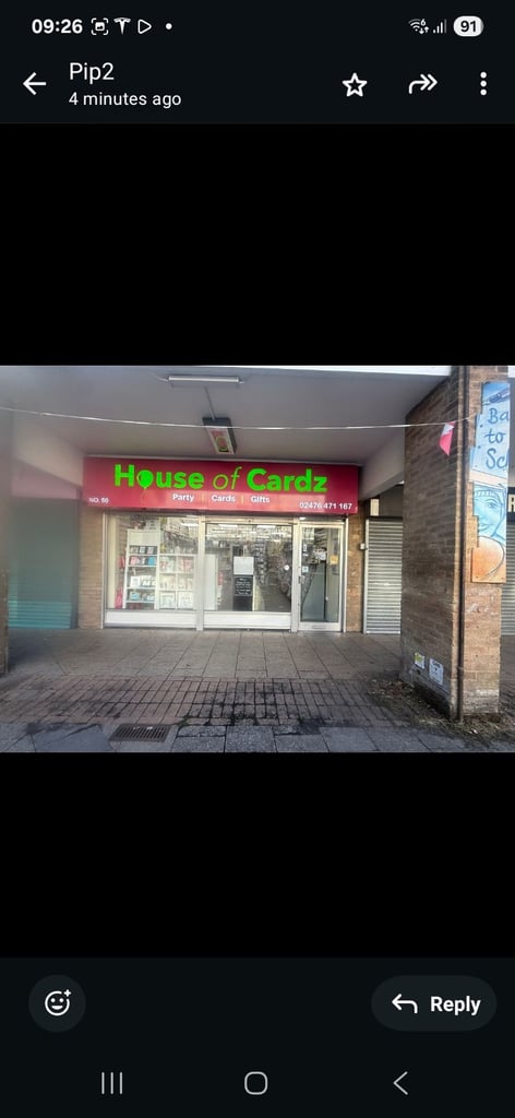 Greetings Card Shop for Sale. Coventry CV4 
