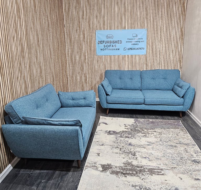image for Dfs French connection sofas 3 seater plus loveseat teal