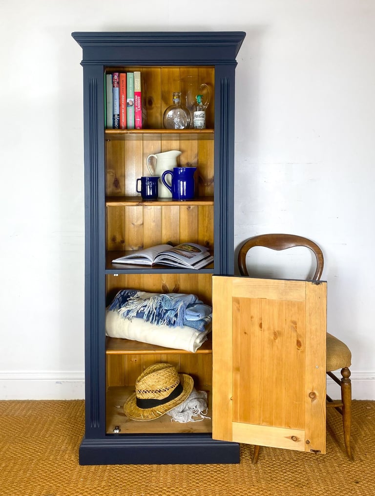 5.5ft Reclaimed solid pine kitchen dresser larder pantry linen cupboard tall slim with deep shelves