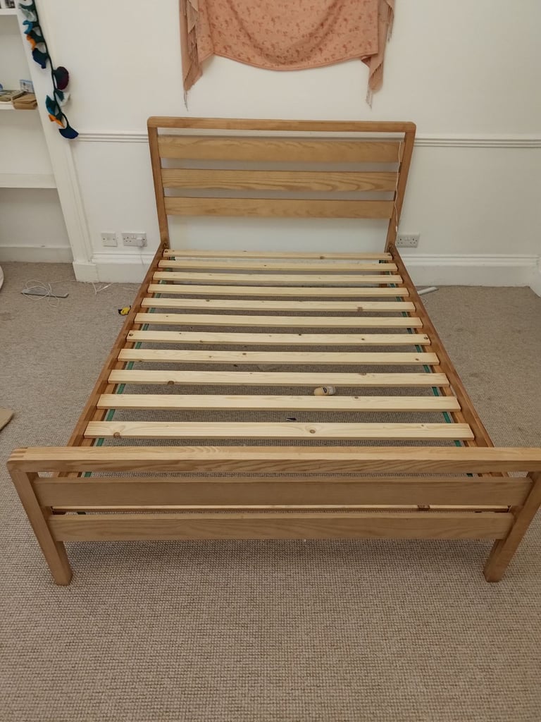 Wooden double bed scandi chic