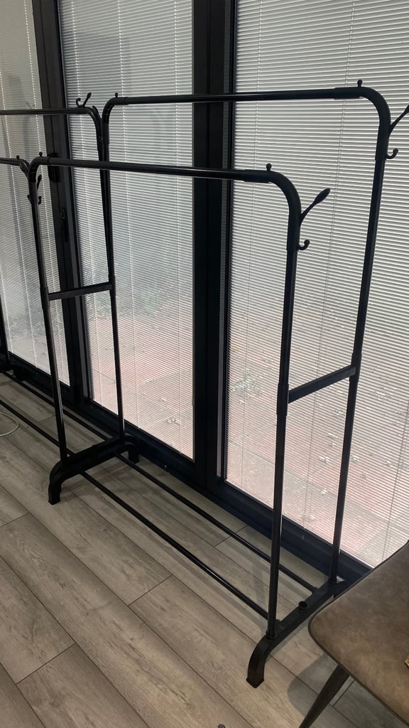 2 x black double clothes rail
