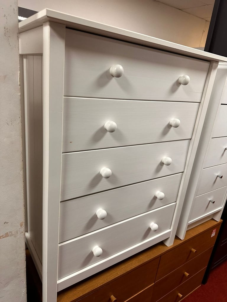 Scandinavia 5 Drawer Chest - White