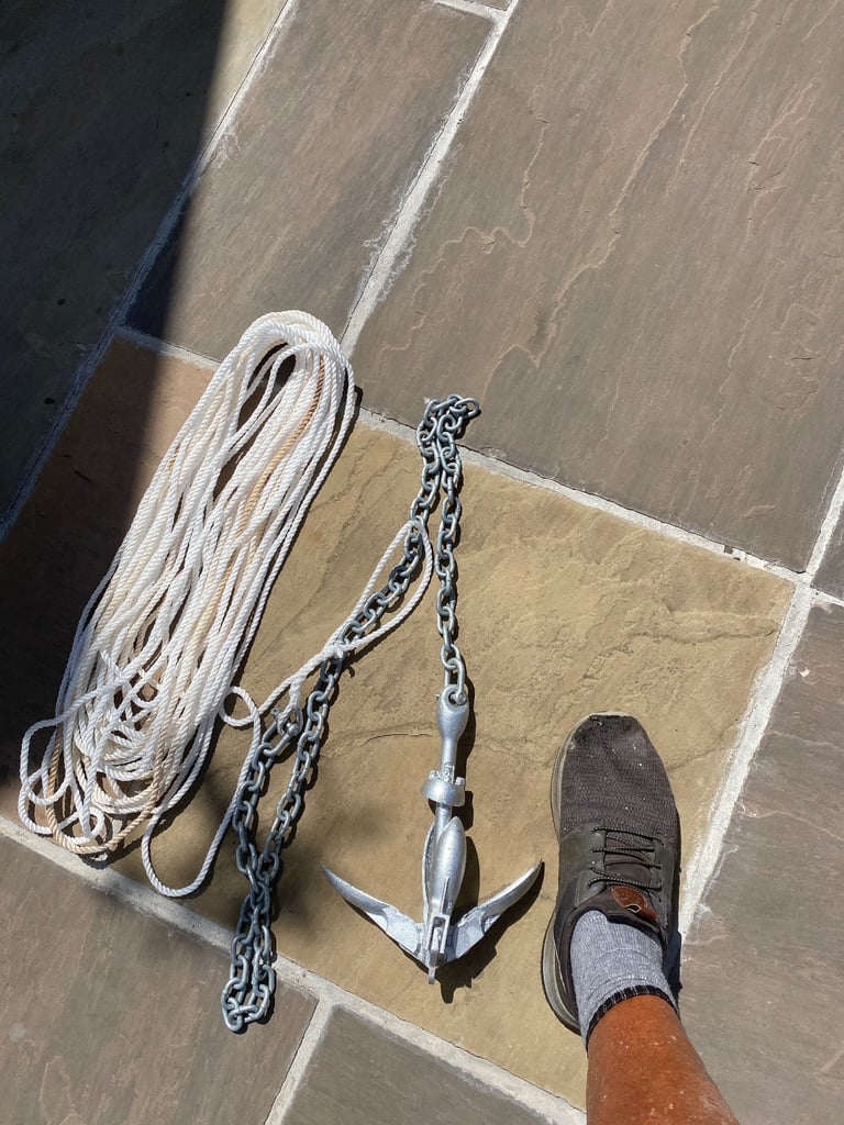 Small boat anchor chain and line