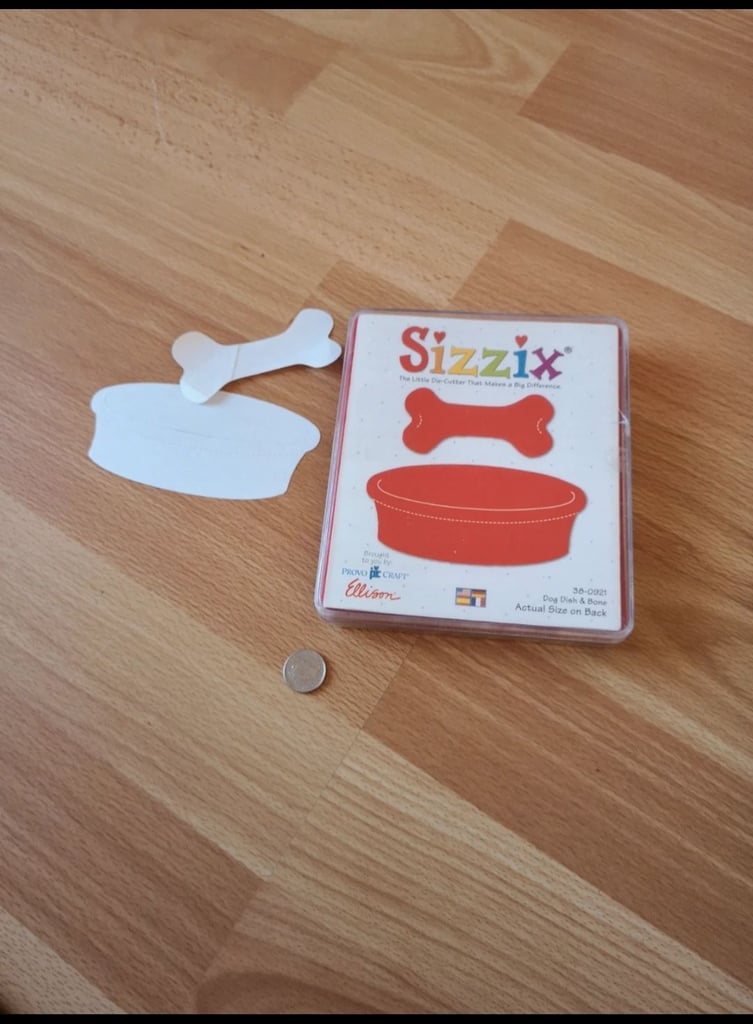 Sizzix “DOG DISH & BONE Large RED Original DIE 38-0921 in case