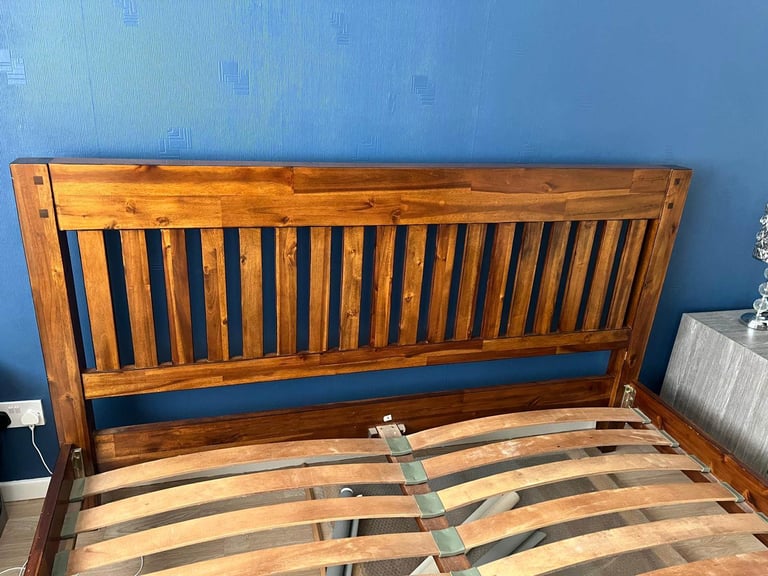 image for Super King Size wooden bed frame and mattress 