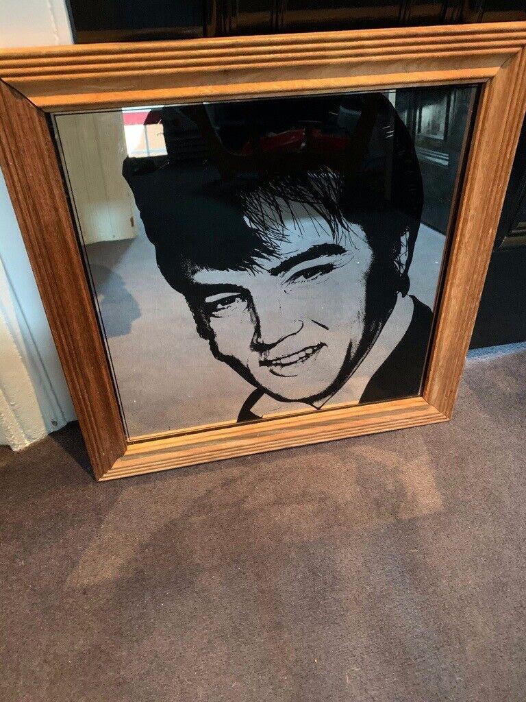 Elvis mirror, vintage,  in wooden frame