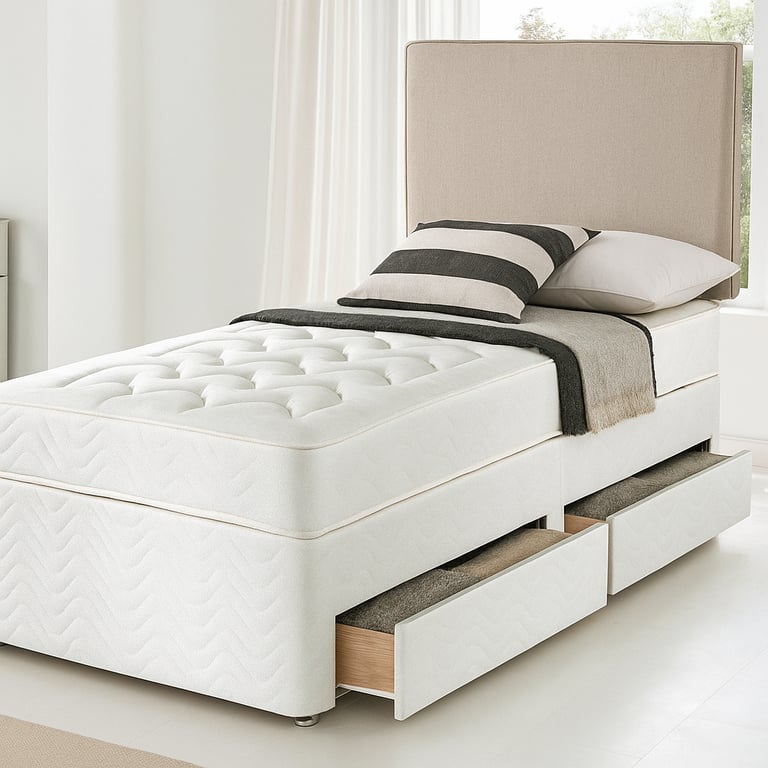 image for Practical Divan Bed with Mattress and Drawers Perfect for Everyday Sleeping Comfort