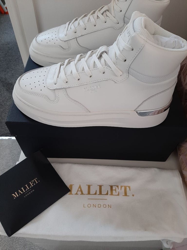 image for Mallet London Hoxton Mid white trainers UK size 5