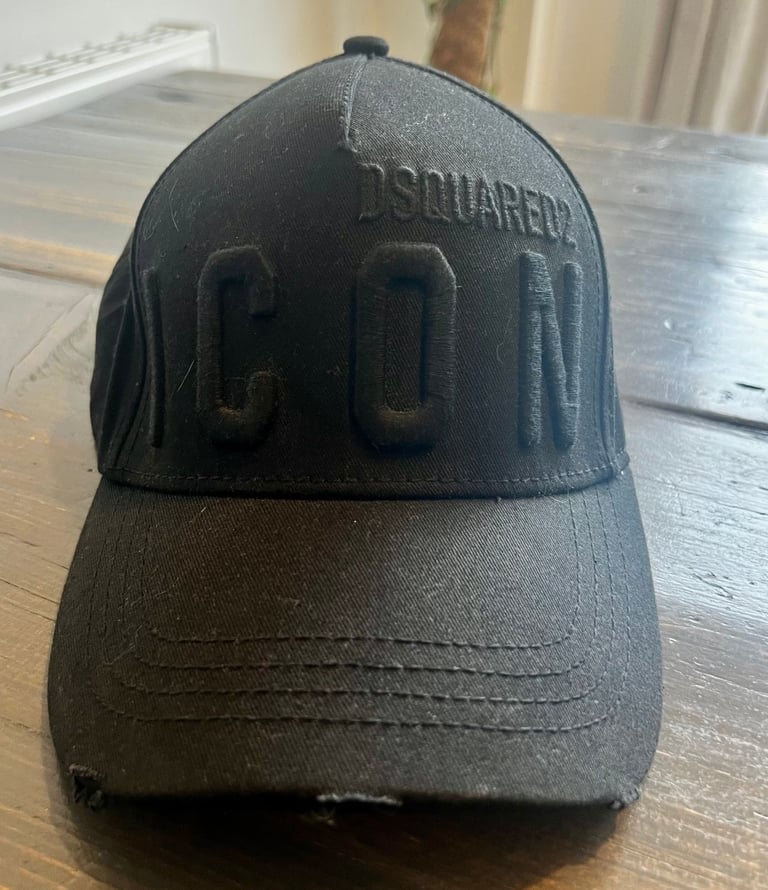 Dsquared2 ICON Black Baseball Cap Embroidered Logo Adjustable Strap Cotton