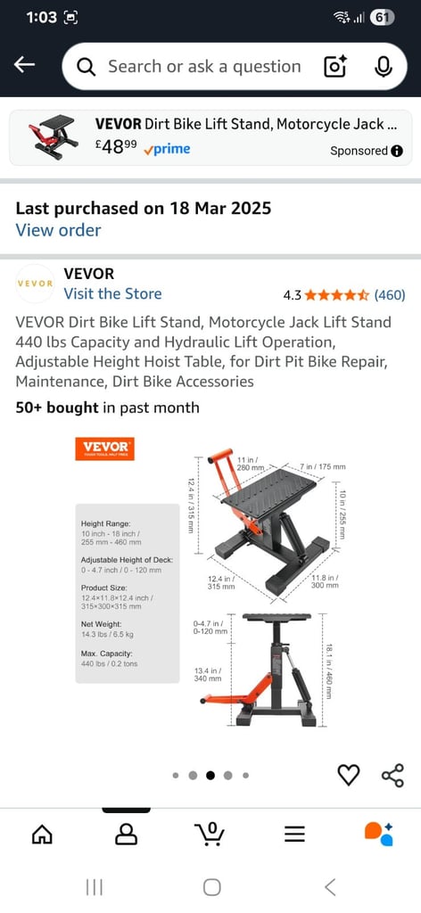 Motorcycle motocross Center stand adjustable