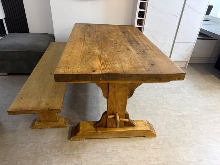 image for Solid wood table and bench 