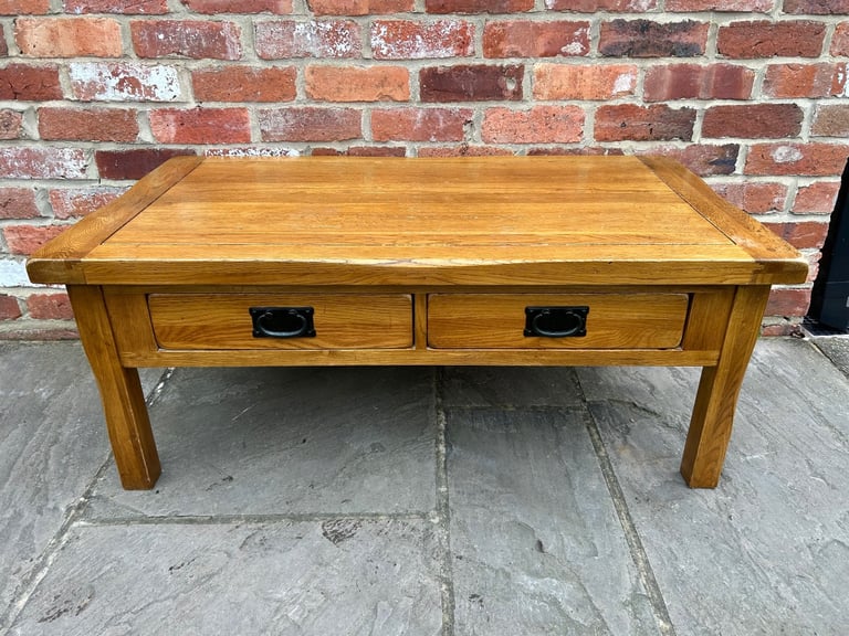 Rustic Solid Oak (Double-Sided) Coffee Table - Good Condition 