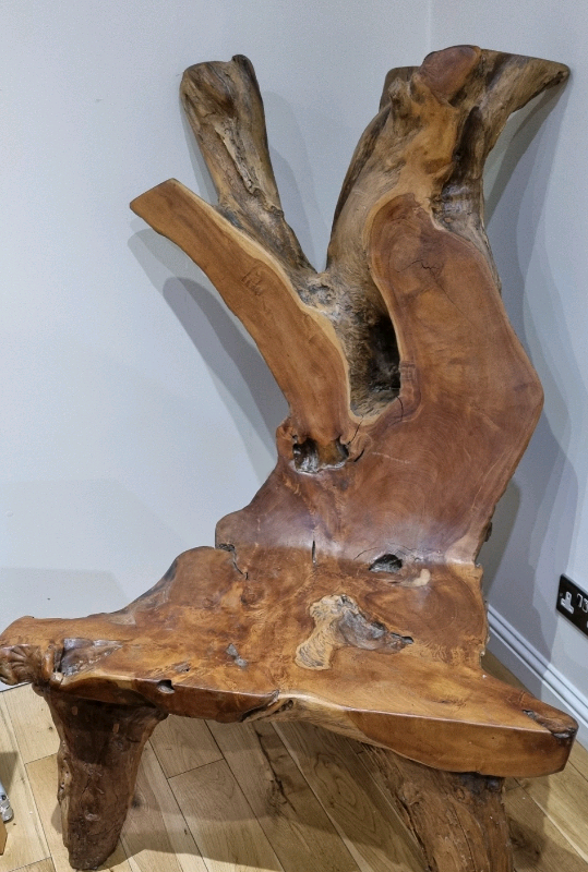 Hand Carved, Heavy, Solid, Wooden Statement Chair