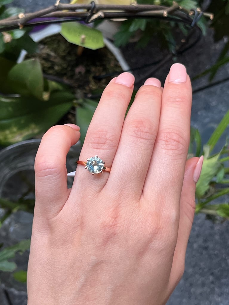 image for New Engagement Rose gold 14k ring with natural aquamarine 1.66ct. IGI certified.