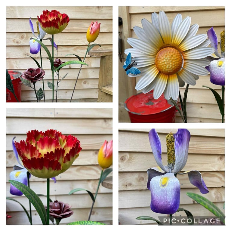 💐🌹🌸🌷Selection of metal flower garden stakes £10 each 