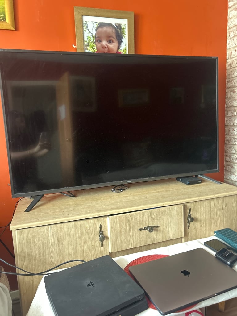 image for 55” smart sharp tv& remote