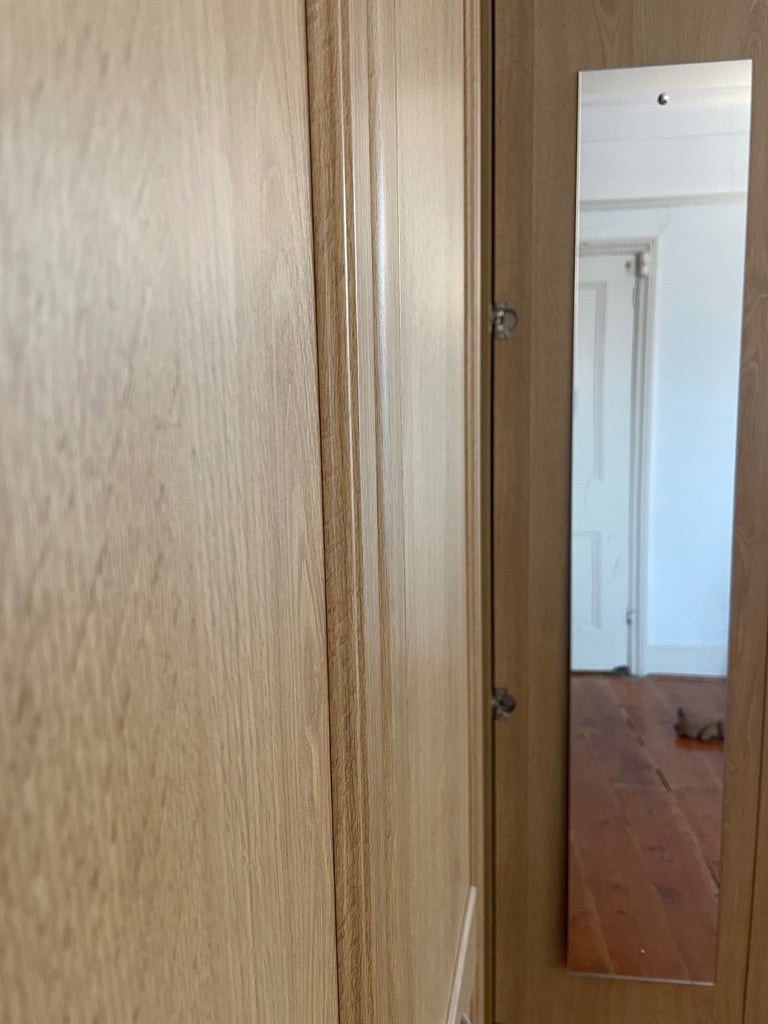Fitted bedroom wardrobe, beech colour