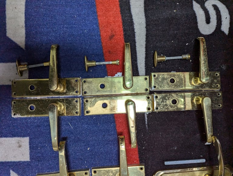 Brass coloured interia door handles