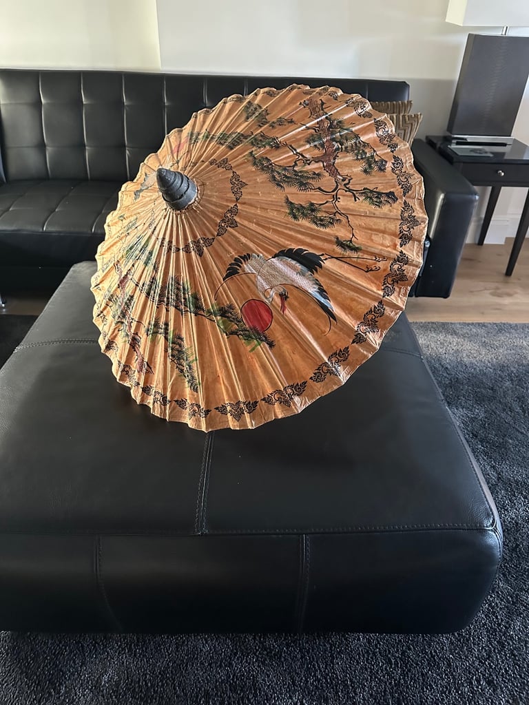 image for Vintage Bamboo handmade & painted Umbrella