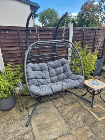 Eleanor Double Folding Hanging Egg Chair Charcoal/Grey in