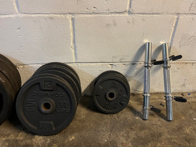 Rack + bench + bar + weights + dumbbell 