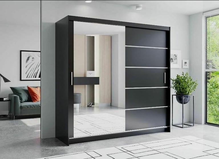 Brand New 2 or 3 Doors Sliding Wardrobe with Full Mirrors in Matte Finish Fast Delivery