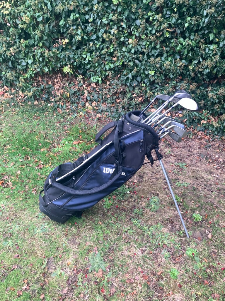 Men’s Golf Clubs Taylormade Steel Woods Mizuno Irons Trilogy Putter Stand Bag 