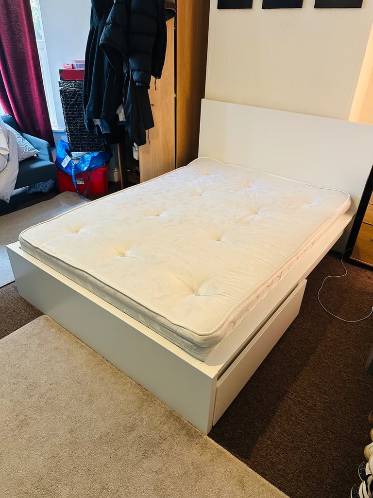 Double bed frame with 2 storage box from IKEA. 