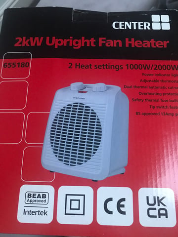 2kW Upright Fan Heater Center CB White | in Chapeltown, West Yorkshire |  Gumtree