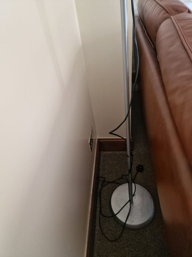 upright lamp with shade silver