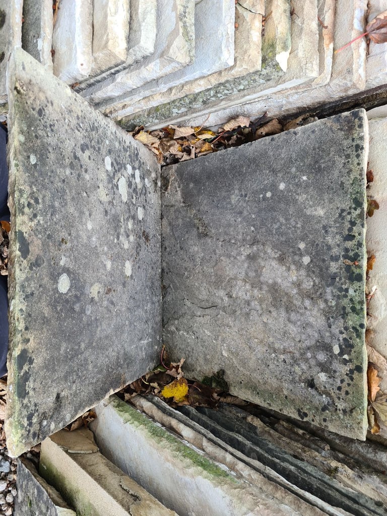 Reclaimed weathered yorkstone paving