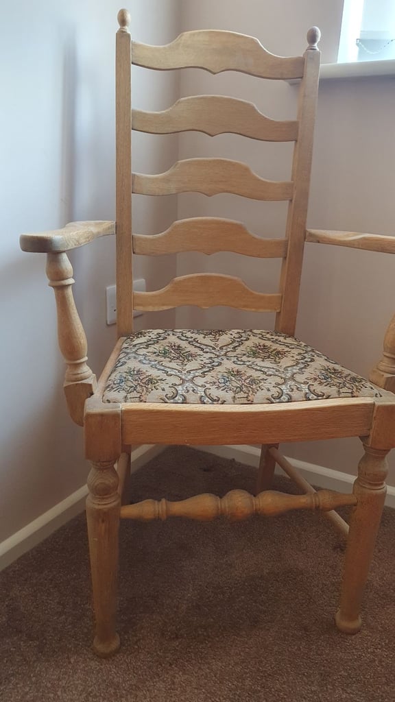image for Traditional old style wooden chair with embroidery seat