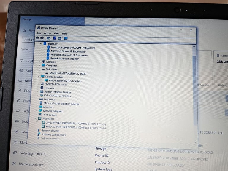Lenovo V145 15AST 81MT HD 15.6 inch Laptop AMD A9-9425 Radeon R5 8GB RAM 256GB SSD