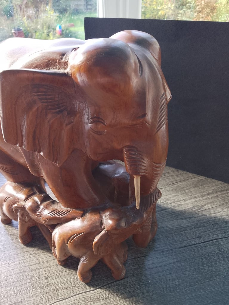 Vintage Hardwood Elephant 