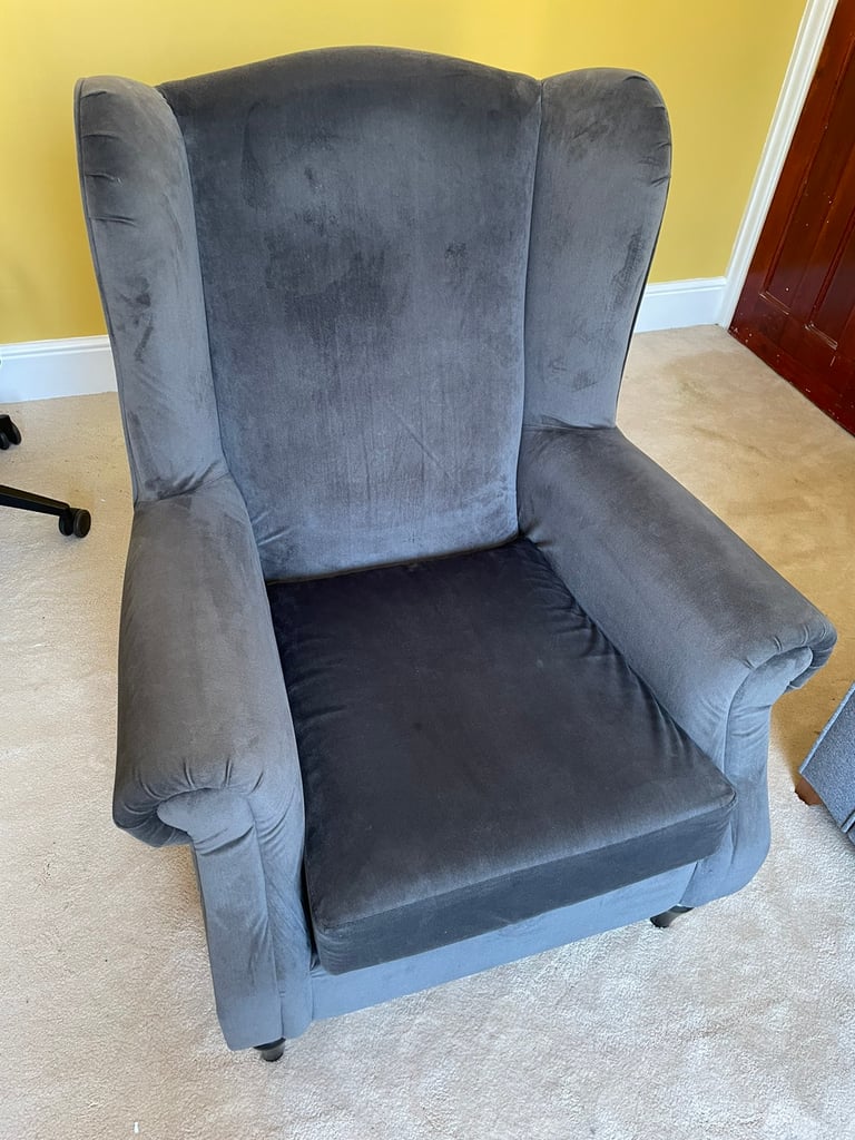 Grey velvet armchair