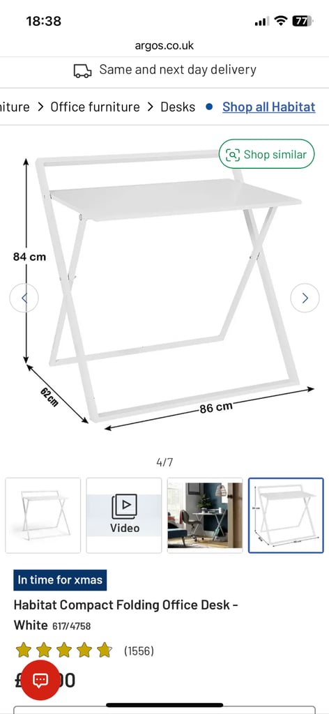 Foldable very sturdy white metal desk