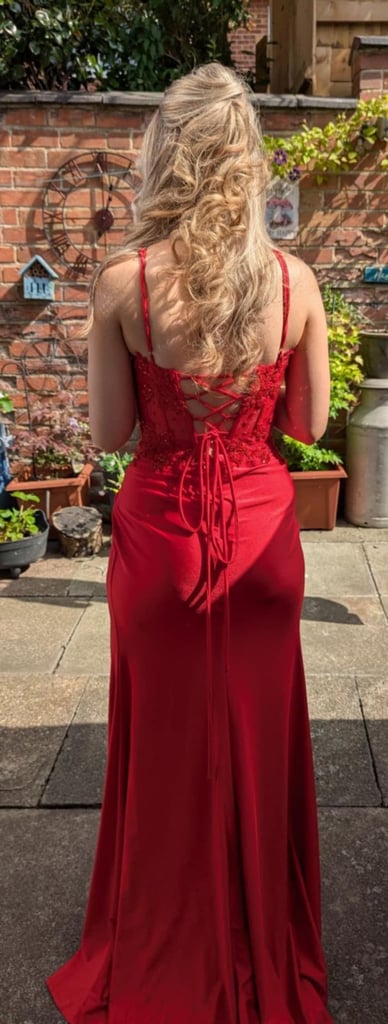 Red long prom dress