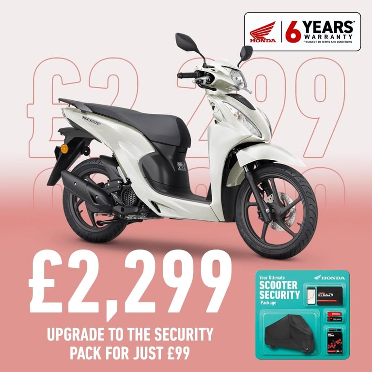 New Honda NSC Vision 110 - Mega Deal Was £2999 now £1995 with free Security Pack