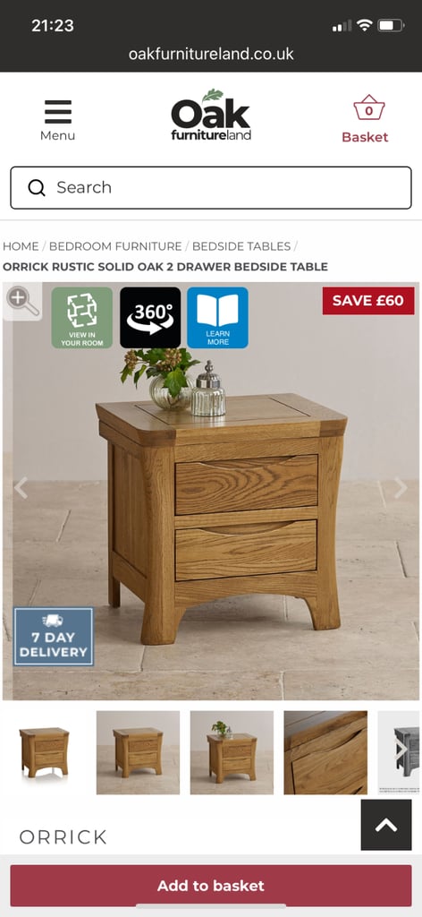 New Rustic Solid Oak 2 Drawer Table