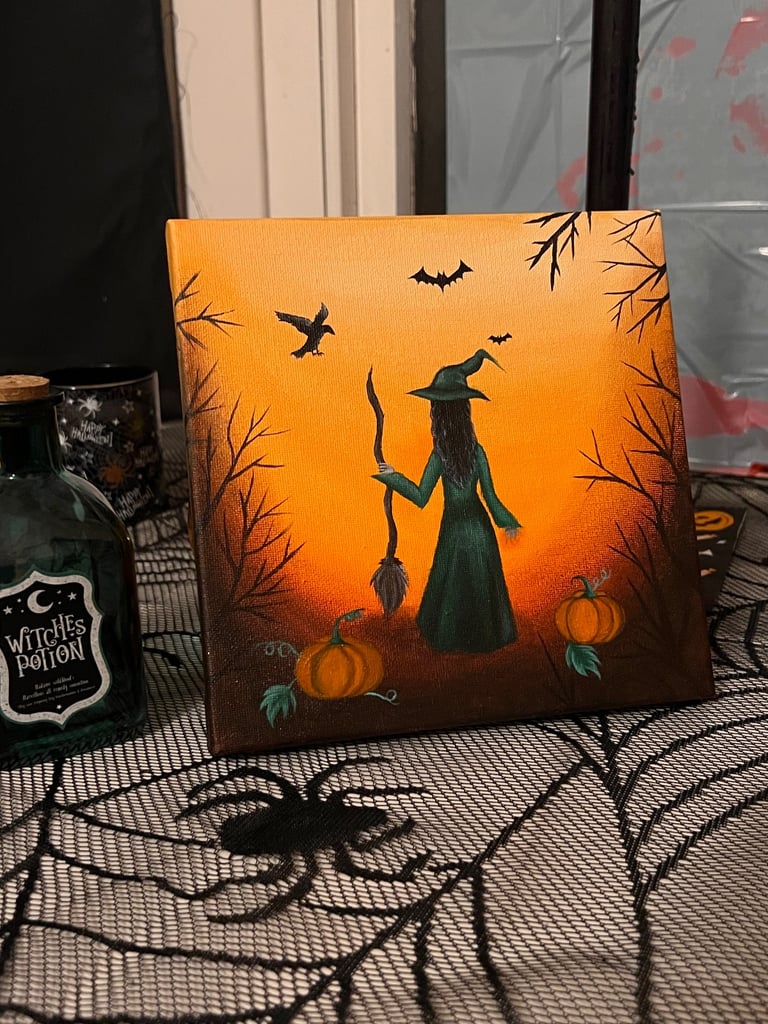 image for Halloween hand painted picture acrylic