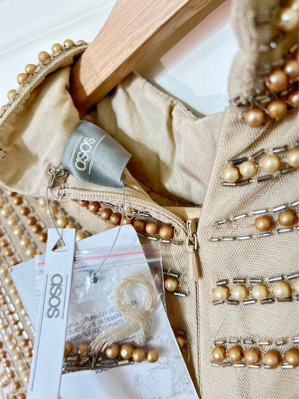 Asos Design Bridesmaid linear embellished bodice maxi dress with wrap skirt, RRP £85