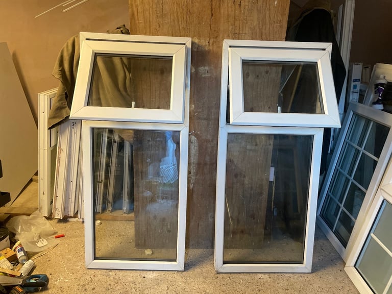 H 142.5 x W 62 cm - MATCHING PAIR UPVC DOUBLE GLAZED WINDOWS - £60 EACH (REF: SJ461 PAIR)